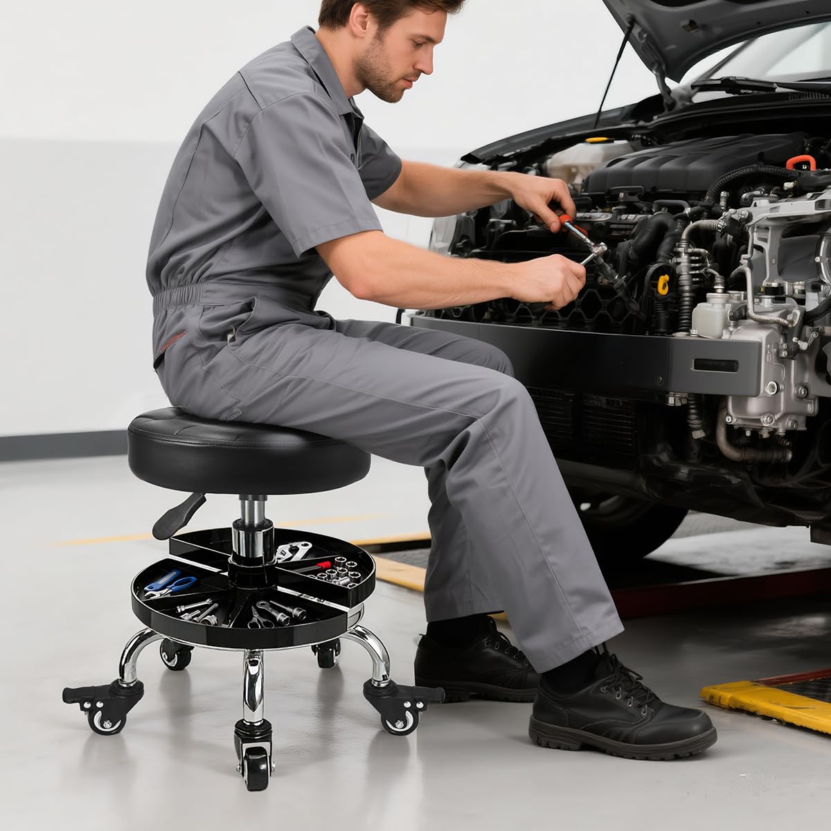 FLOLXNB five casters and sturdy base delivering smooth mobility and stability