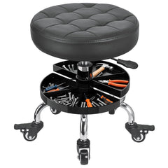 FLOLXNB front view of rolling mechanic stool showing compact design and accessibility
