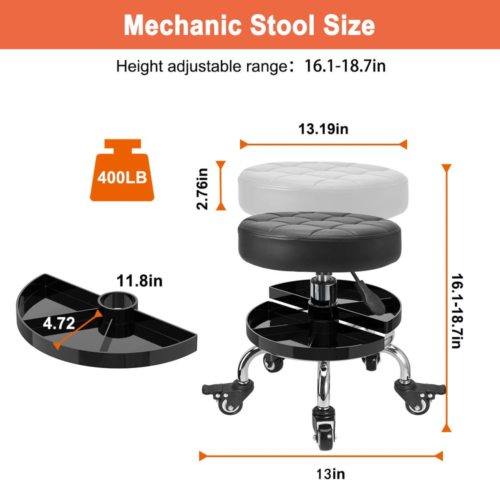 FLOLXNB stool positioned in a garage offering convenience during car repairs
