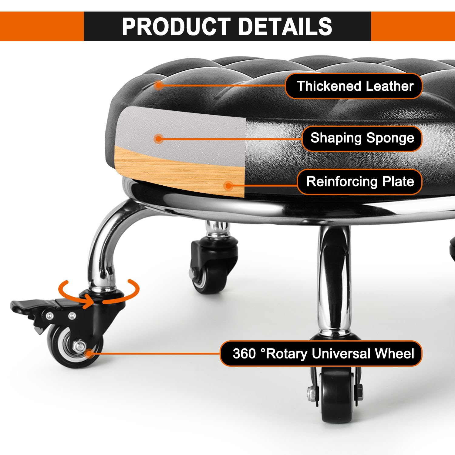 FLOLXNB stool stored under bench showing compactness and space-saving benefit