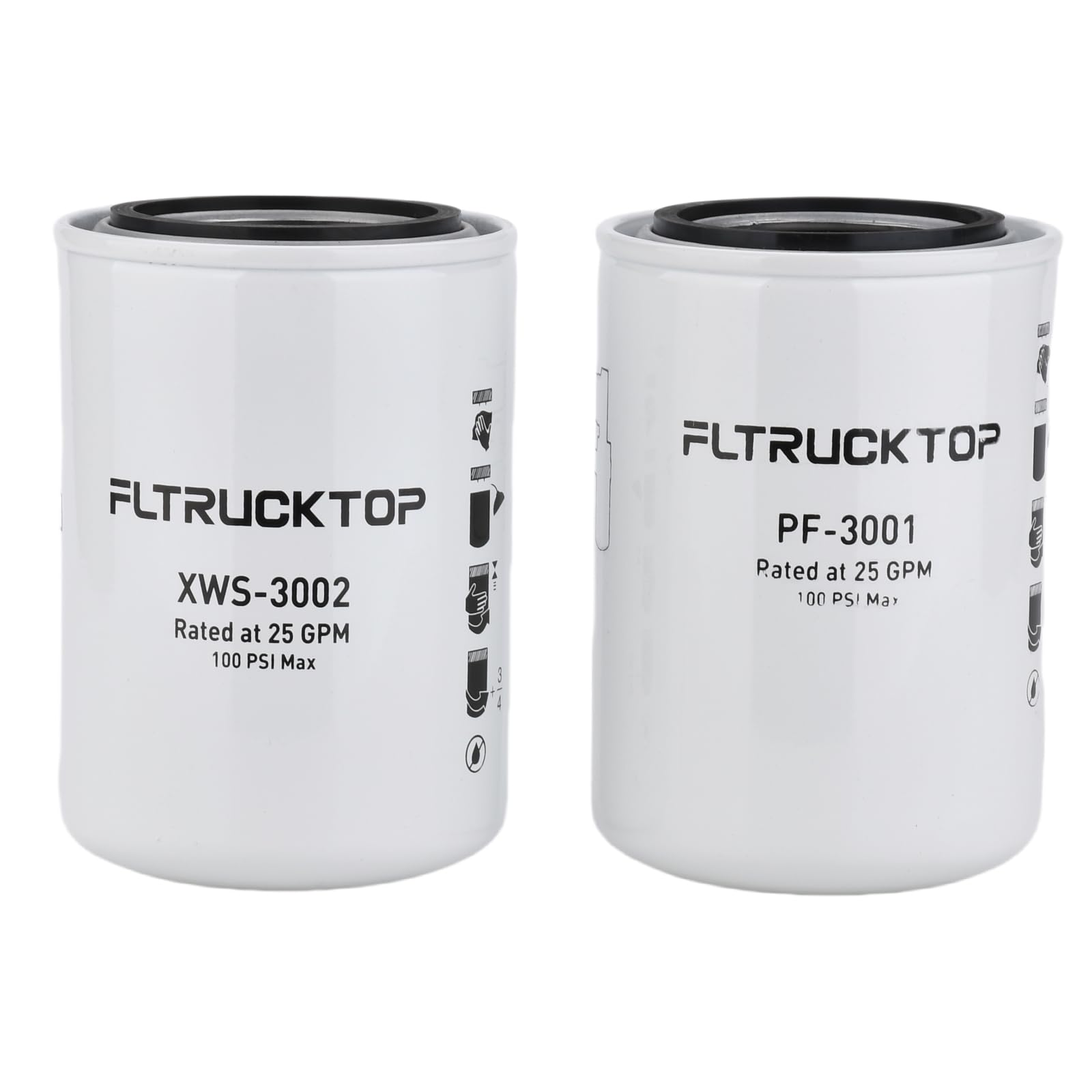 FLTRUCKTOP front packaging showing two replacement filters and labeling benefits