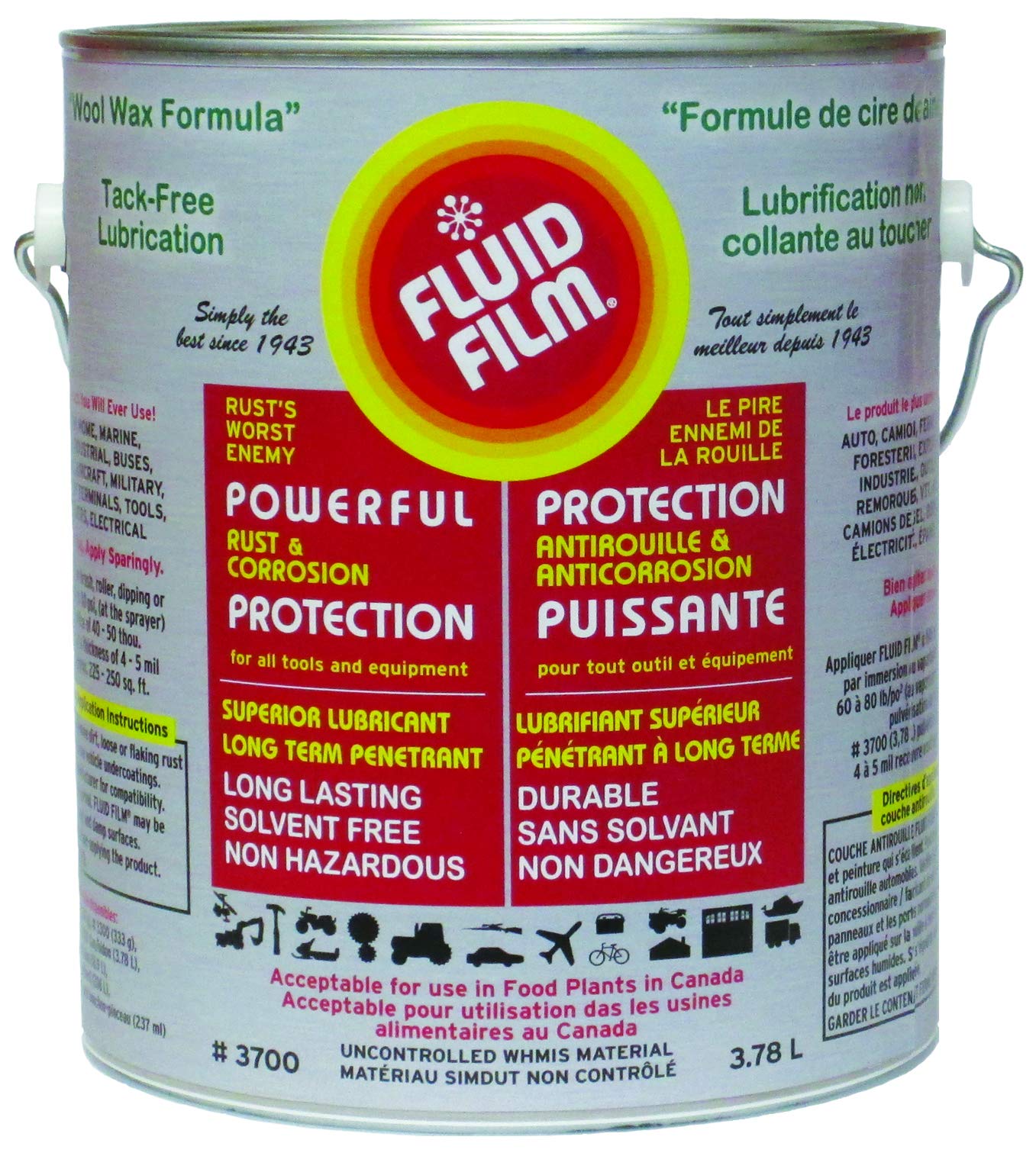 Fluid Film 1 gallon can front view showing product label and long‑term corrosion protection