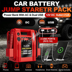 FlyAuto USB and DC ports visible for charging phones and 12V accessories