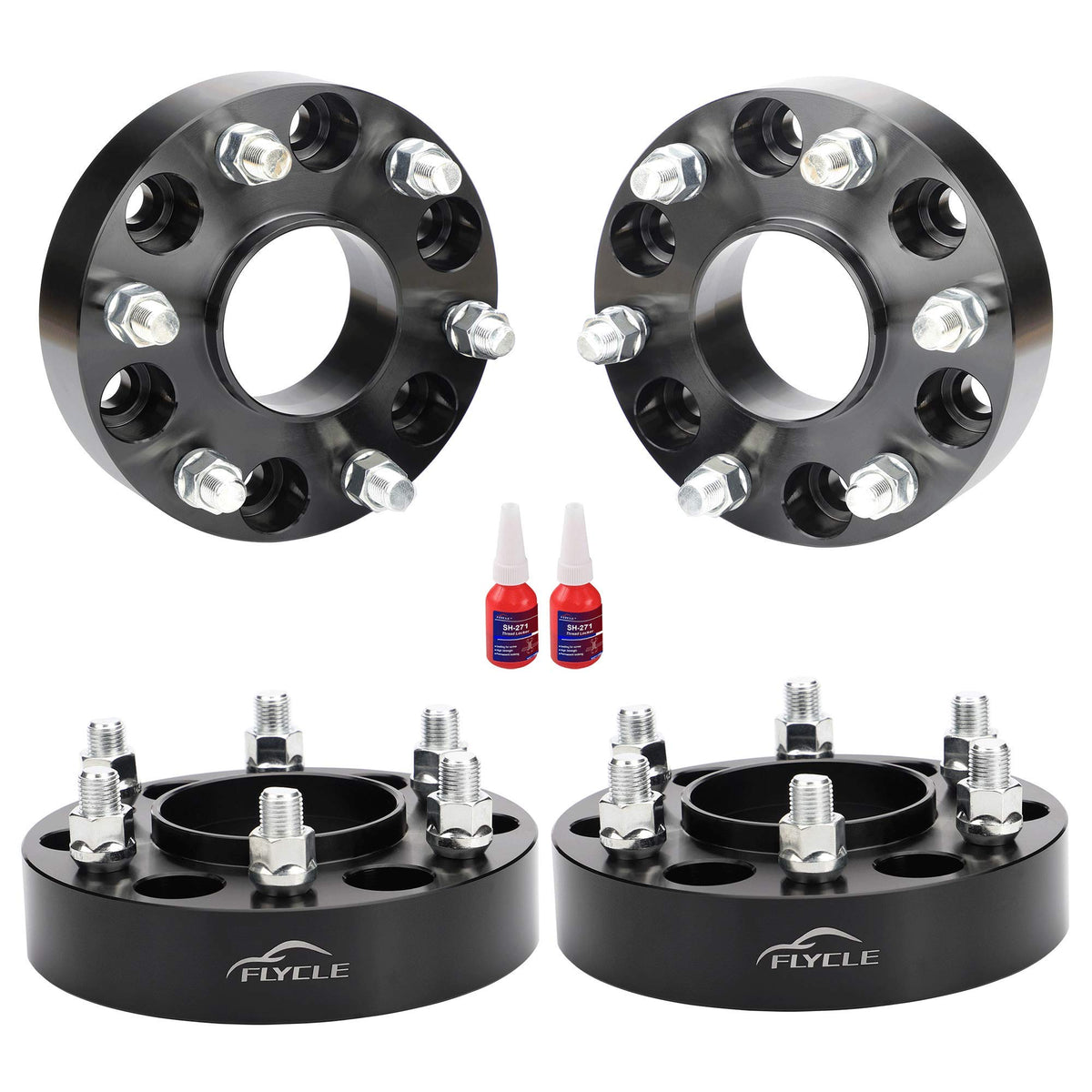FLYCLE front packaging showing four 1.5 inch spacers and hardware, assures complete kit
