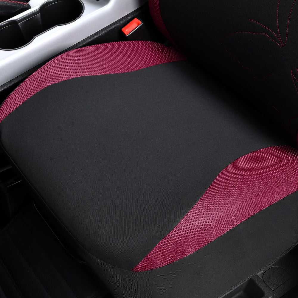 Flying Banner seat in car lifestyle photo conveying feminine style and comfort