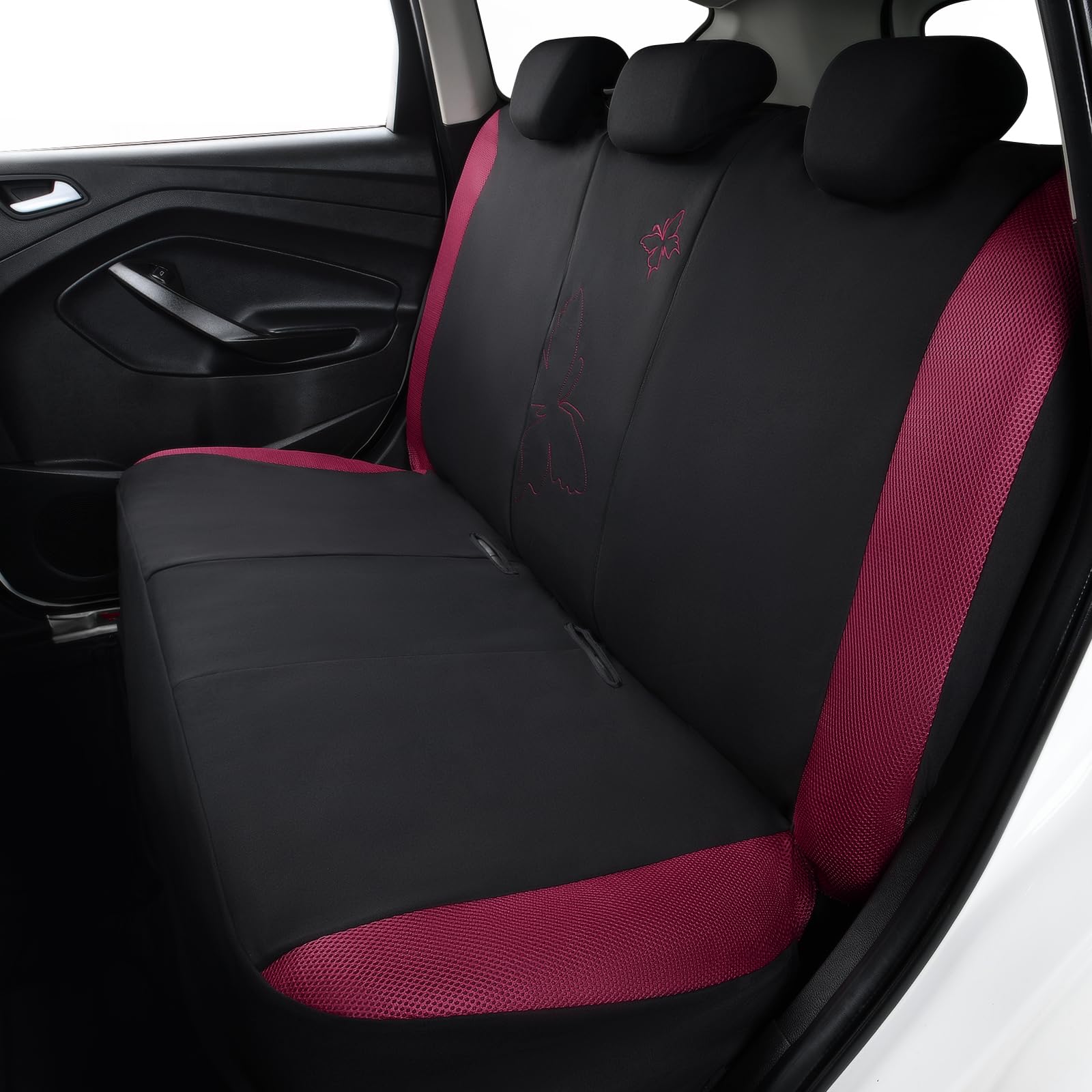 Flying Banner size and scale comparison proving universal fit on low bucket seats