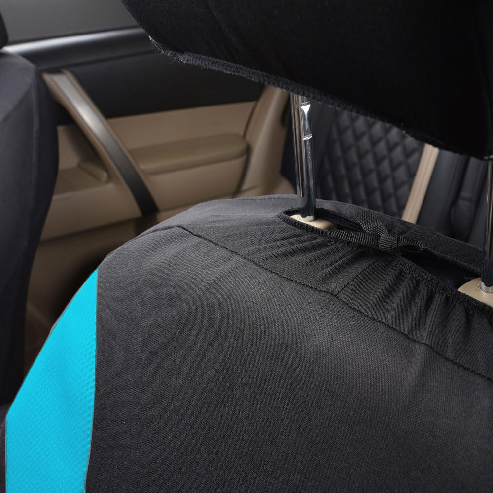 Flying Banner seat cover shown with measuring tape for scale fit