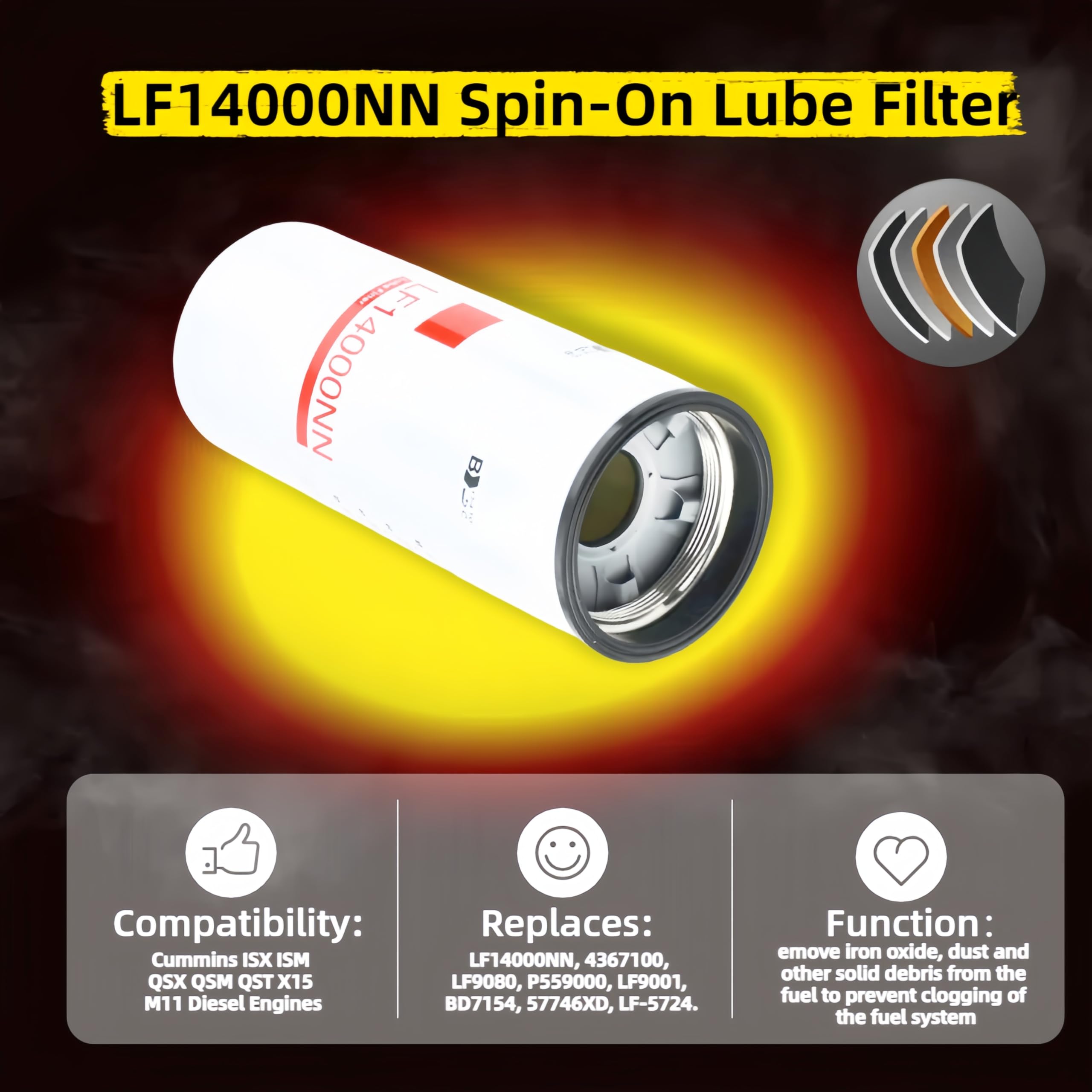Flying Bull secondary fuel filter detail showing pleated media for fine contaminant removal and engine care