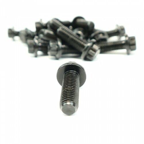 flysclean Precision Parts bolts arranged showing black corrosion-resistant finish