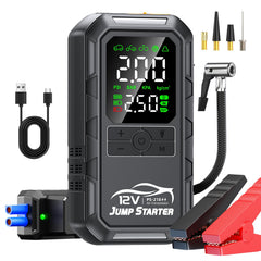 FMOOO front view showing compact jump starter and portable design benefit