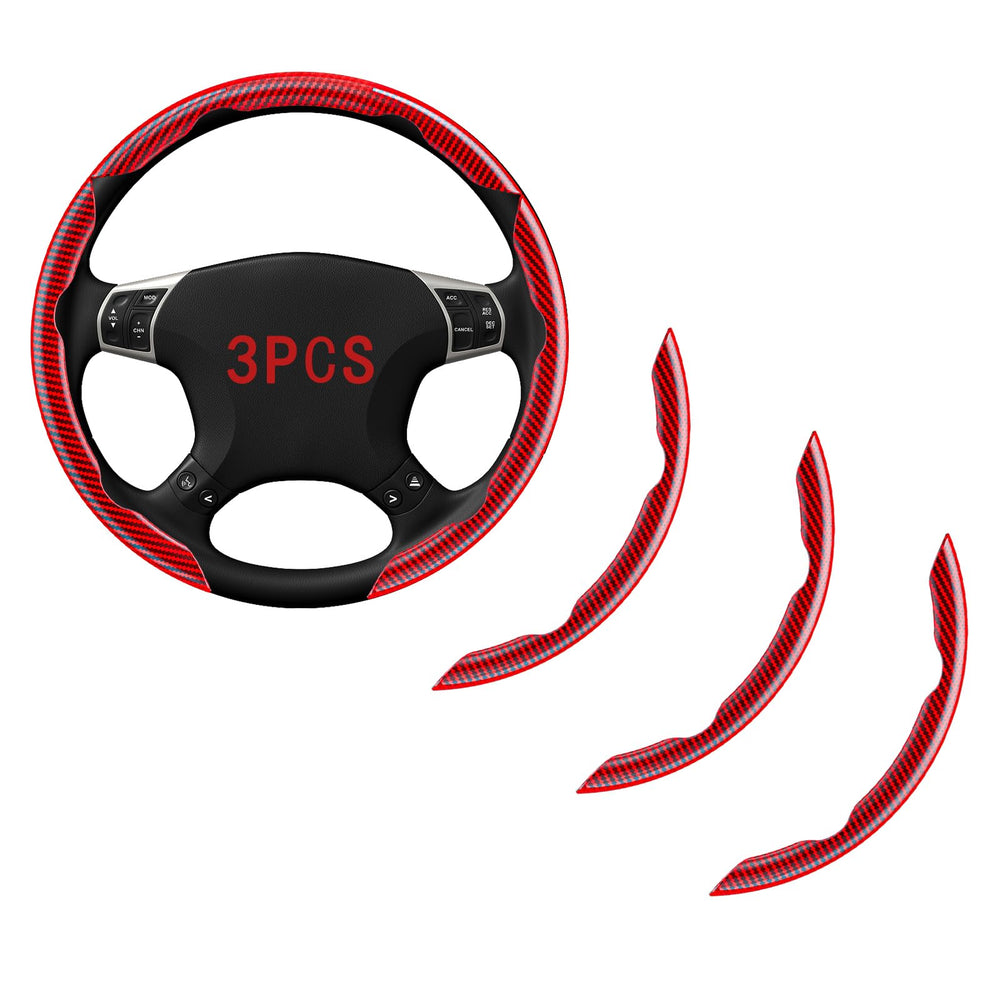 FOAN front view of red steering wheel cover showing fit and style benefit