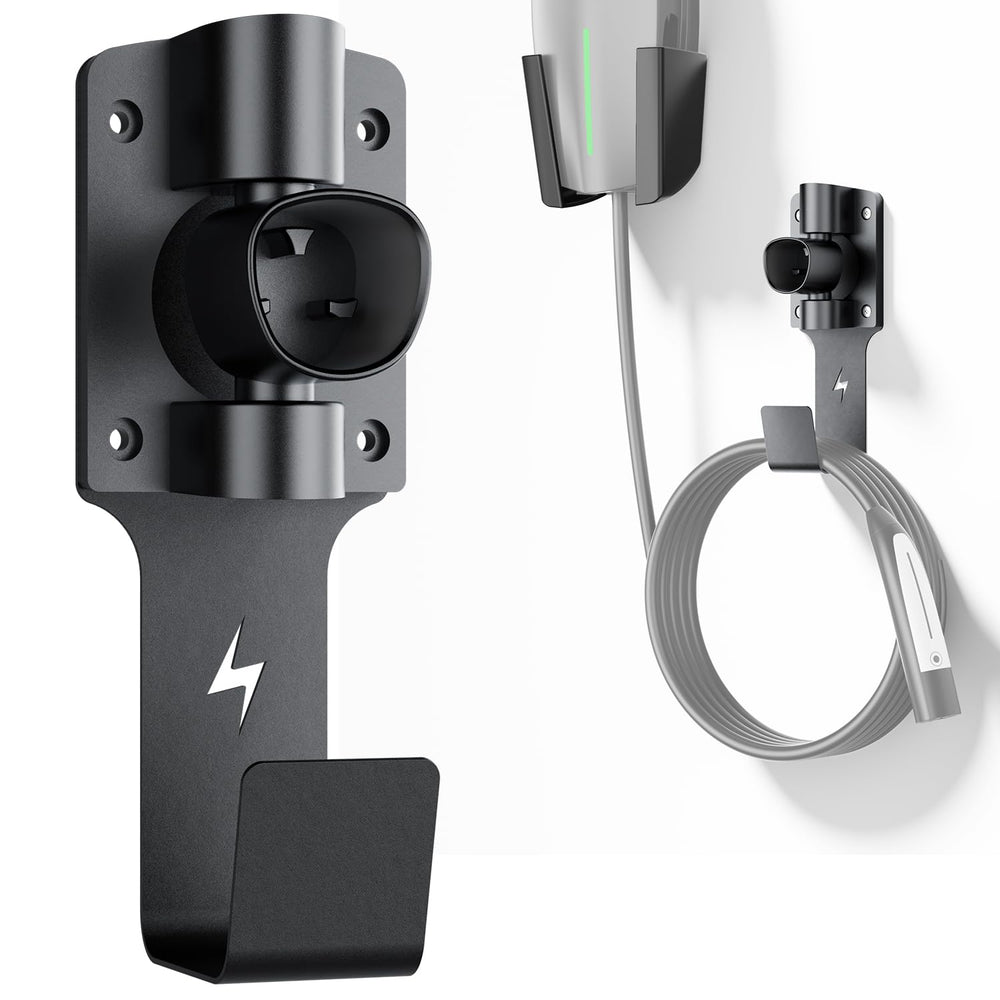 FOCSPROD front view of charger holder showing tidy cable storage and accessibility