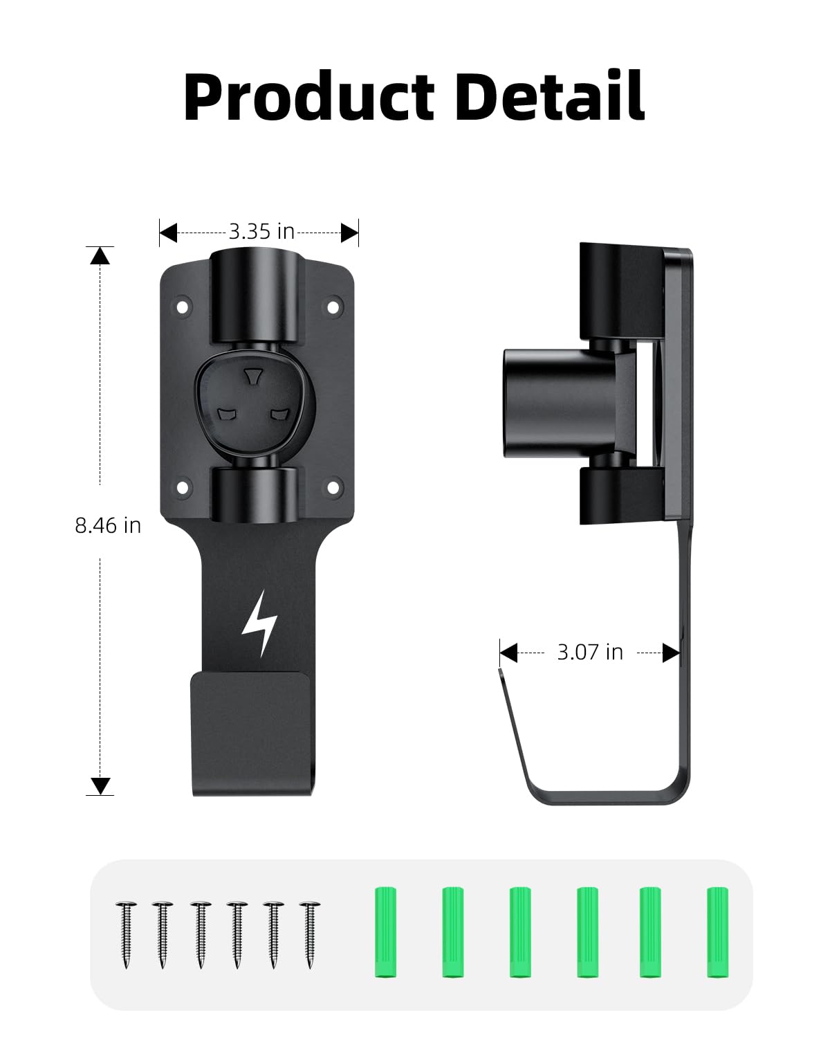 FOCSPROD holder beside Tesla charger for scale showing compact, space-saving design