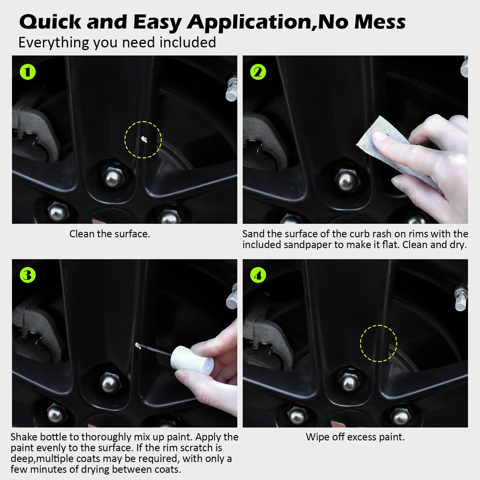 FOLLOWIN kit contents with sandpaper and bottle for prepping and painting