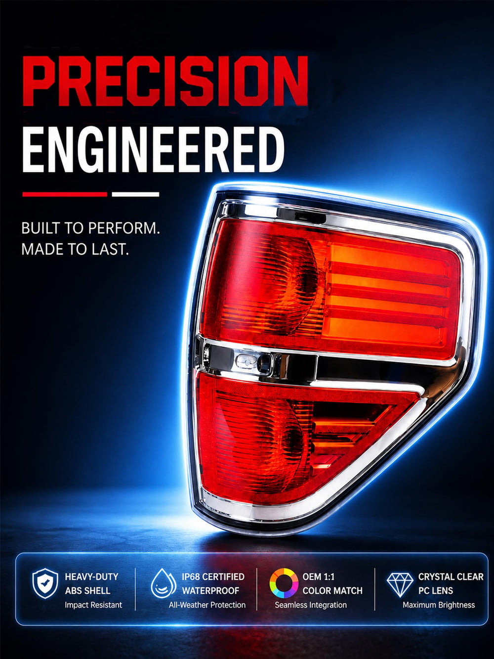 FOMIUZY driver-side taillight close-up highlighting fit and clarity