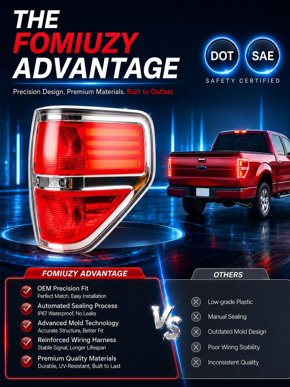 FOMIUZY bulbs and wiring preinstalled for quick plug-and-play benefit