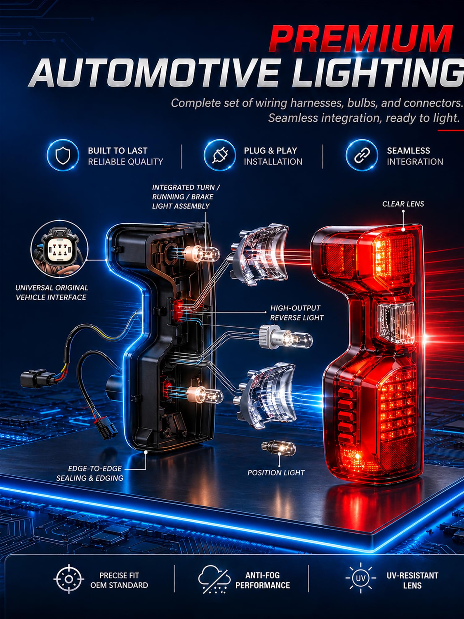 FOMIUZY illuminated brake and turn lamps showing clear signaling performance