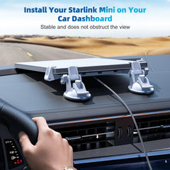 FONKEN Starlink Mini mounted on dashboard offering unobstructed view benefit