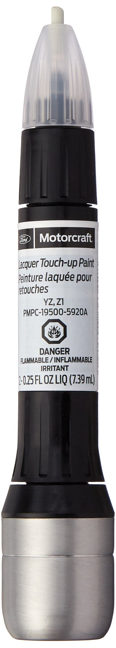 Ford touch-up paint bottle front showing label and precise OEM match benefits