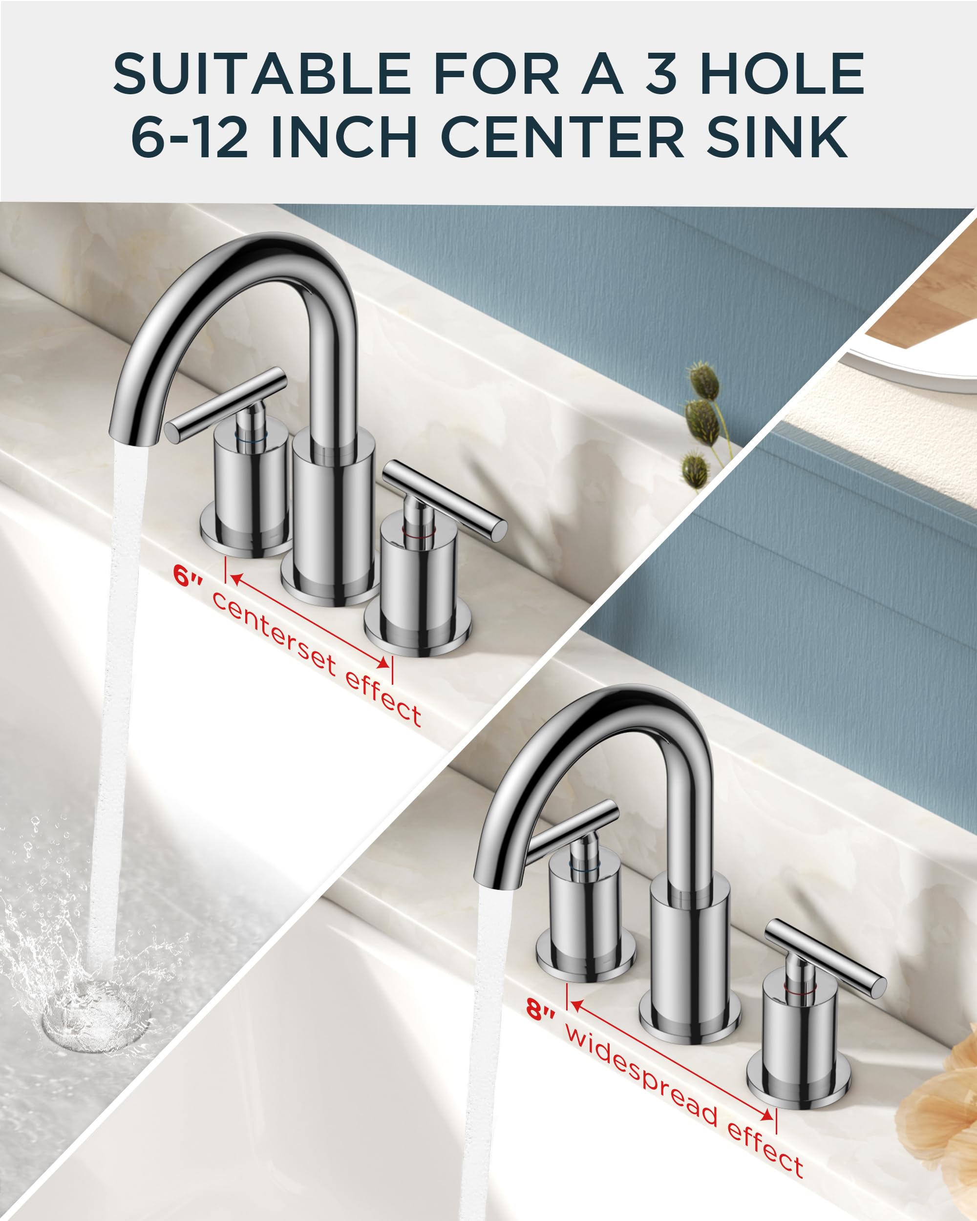FORIOUS faucet next to a hand for size comparison showing scale and fitment confidence benefit