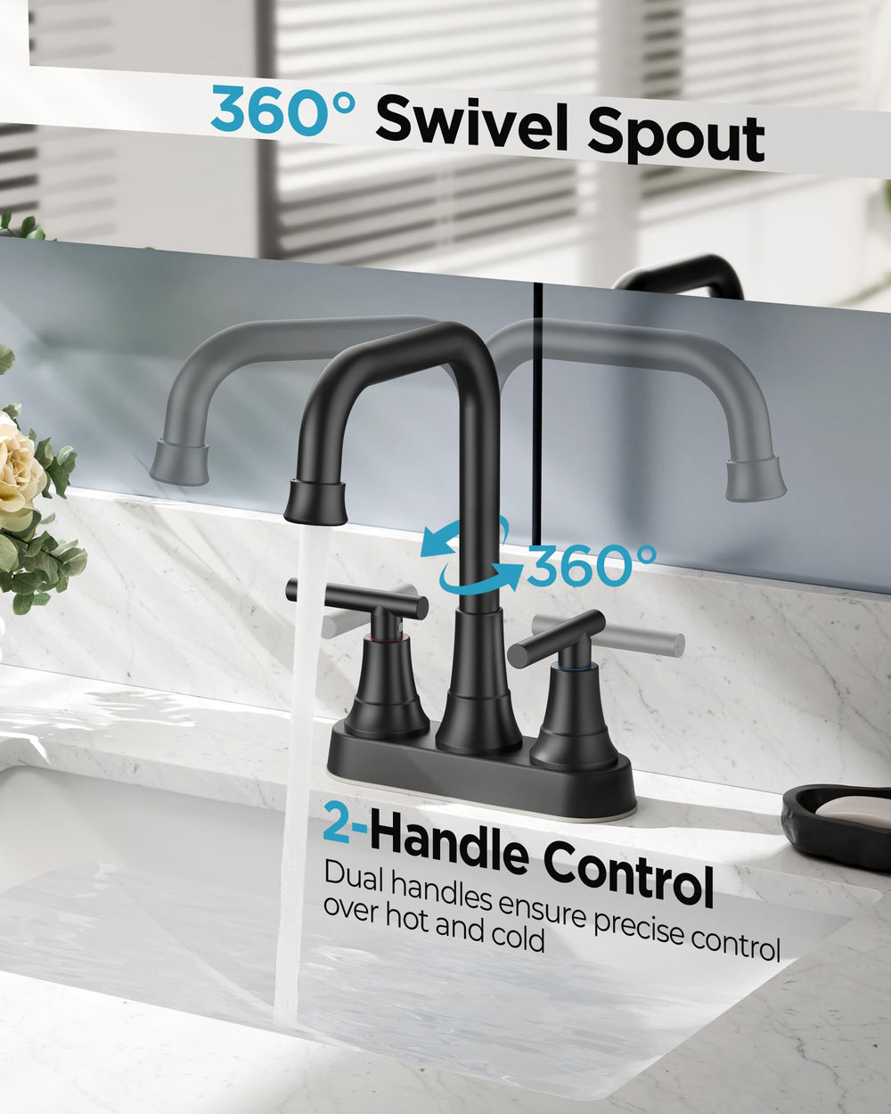 FORIOUS faucet handle detail highlighting matte finish and easy grip control
