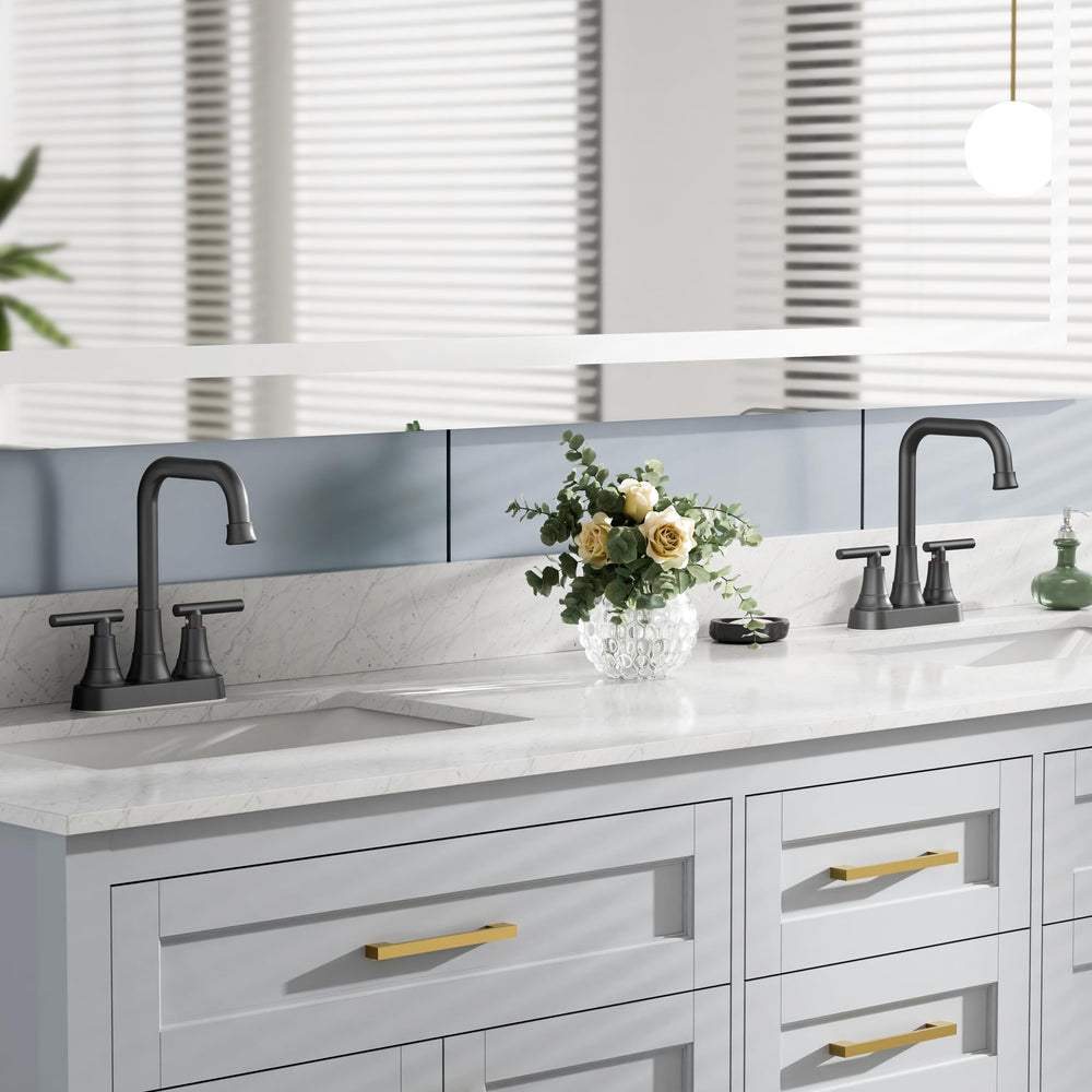 FORIOUS faucet held in hands for scale showing compact centerset dimensions