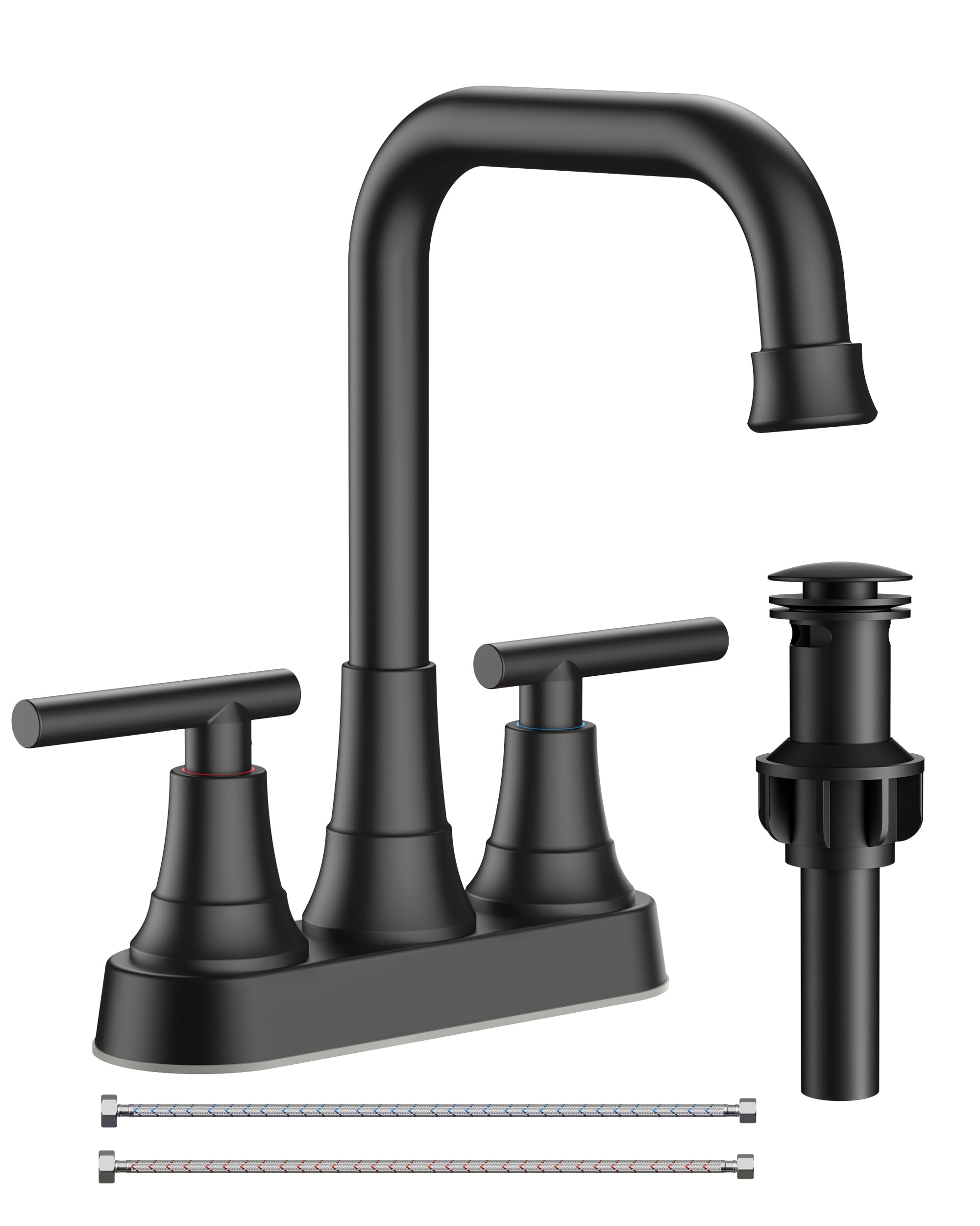 FORIOUS matte black faucet front view showing modern look and space-saving benefit