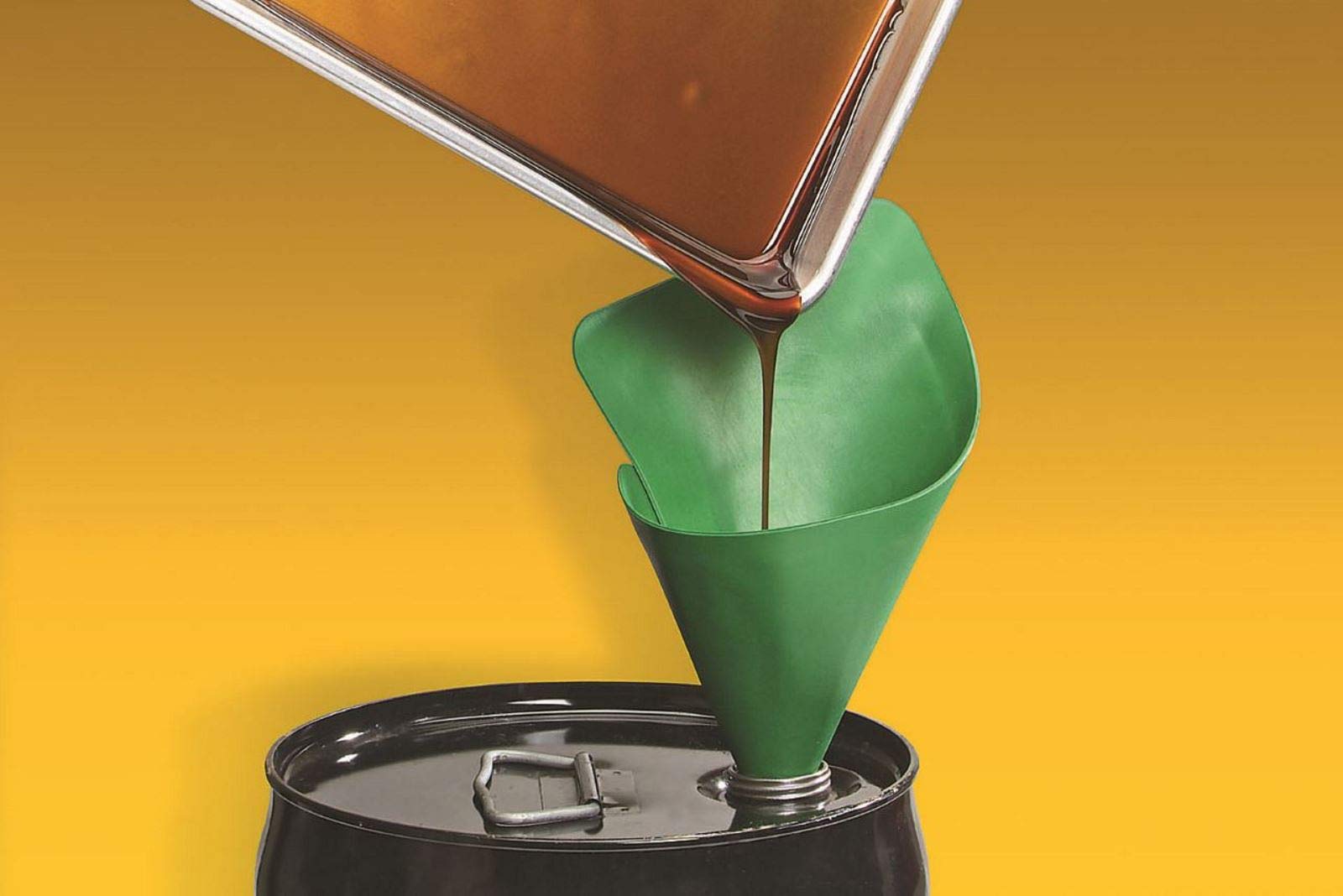 Form-A-Funnel rolled in toolbox showing compact storage and portability benefit
