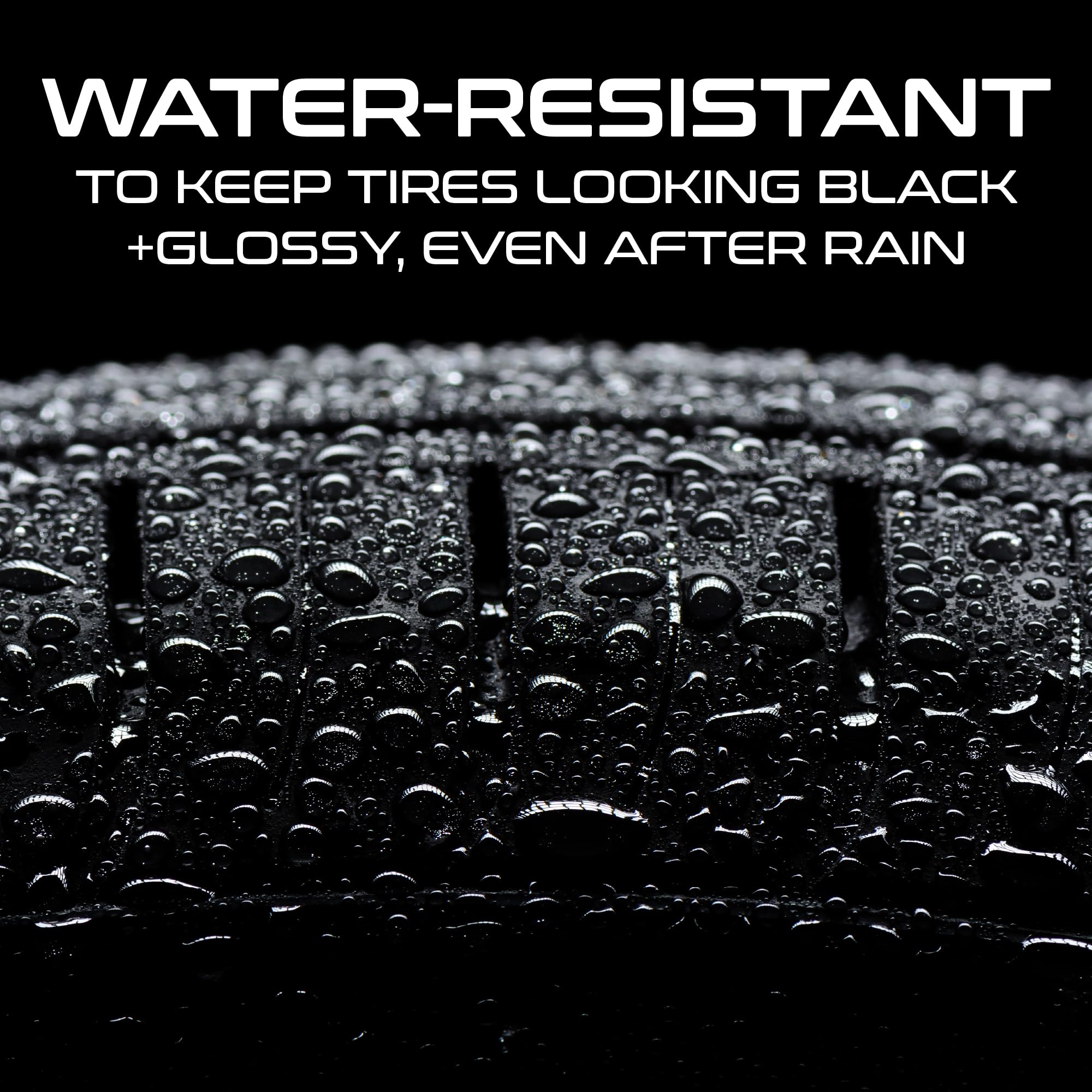 Formula 1 applied to tire sidewall showing deep black restoration benefit
