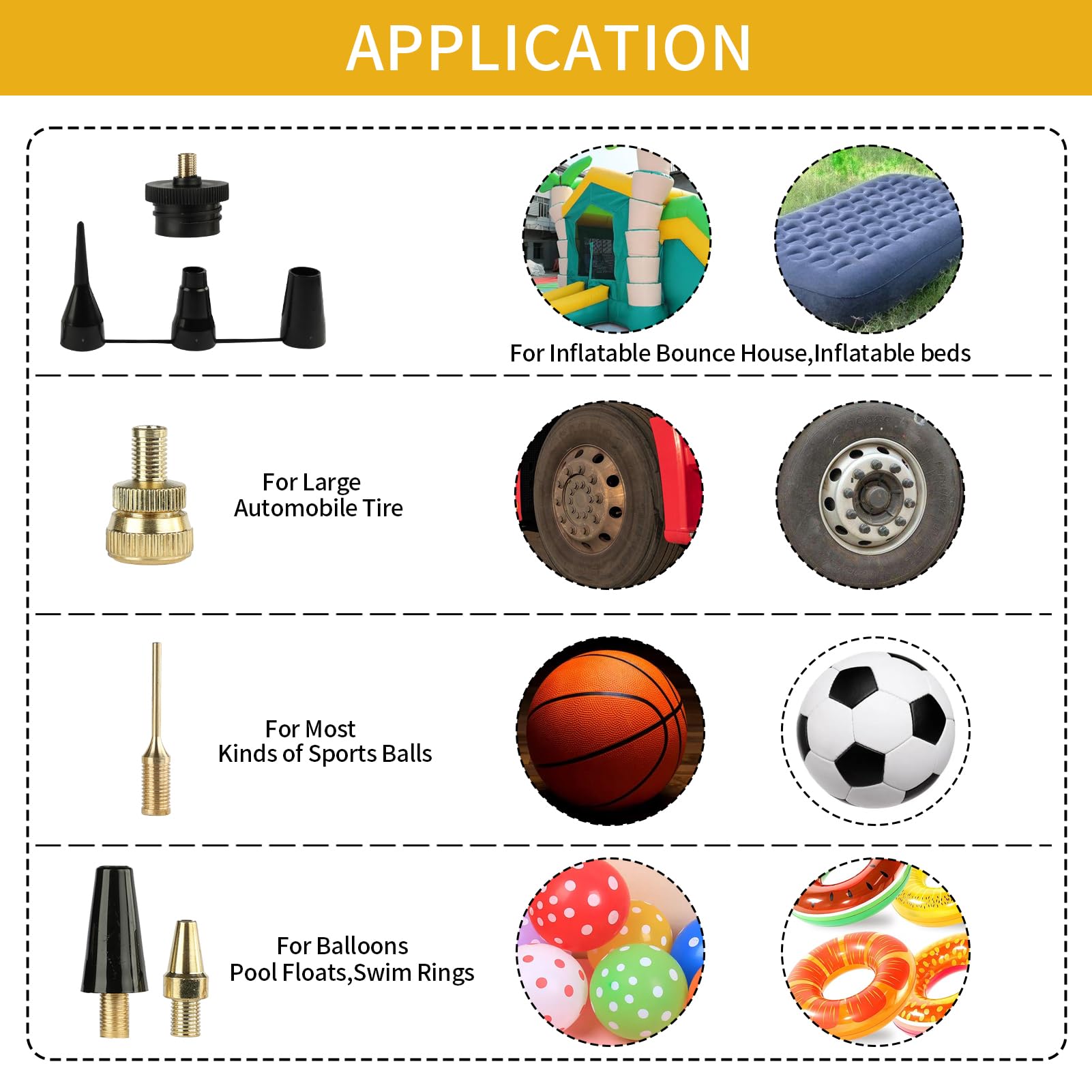 FORNAX assortment of adaptors and needles offering versatile inflation options