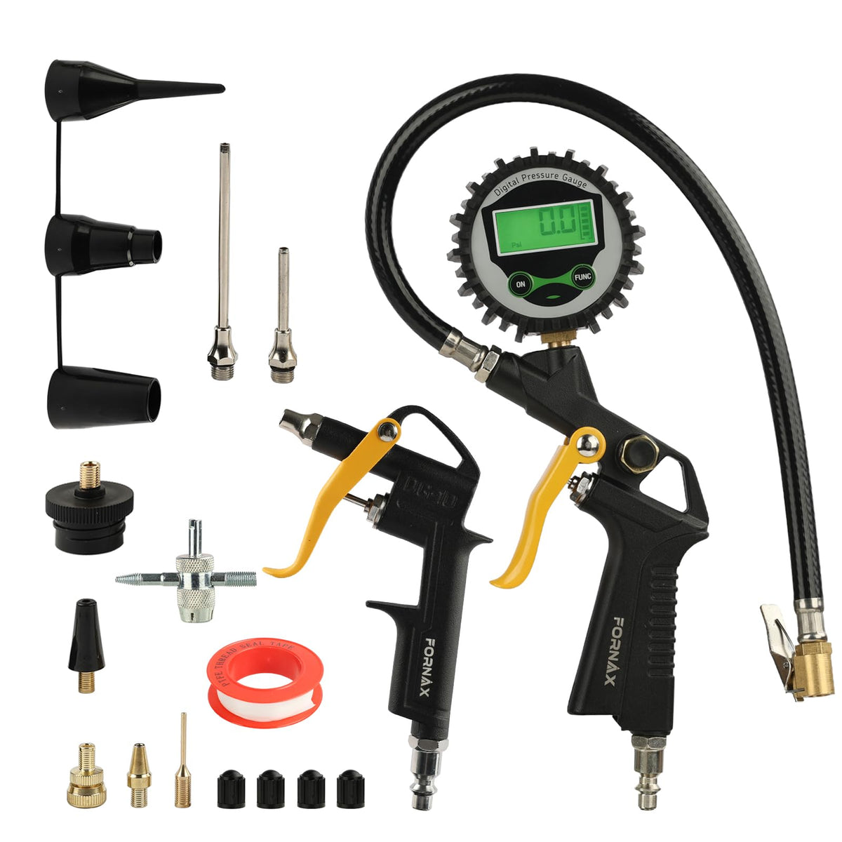 FORNAX front view of complete kit showing tools for quick garage setup