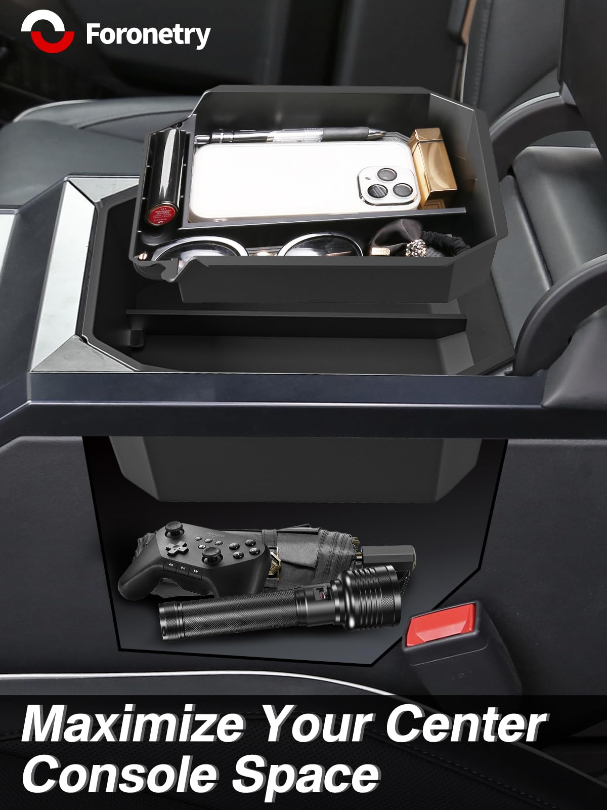 Foronetry organizer holding phone and keys for fast reachability
