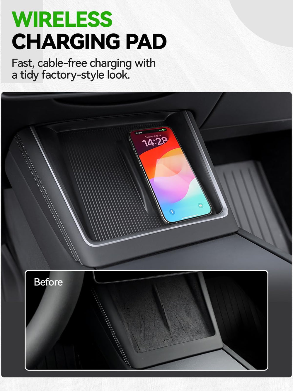 Foronetry lifestyle shot inside Model 3 Highland illustrating tidy cabin