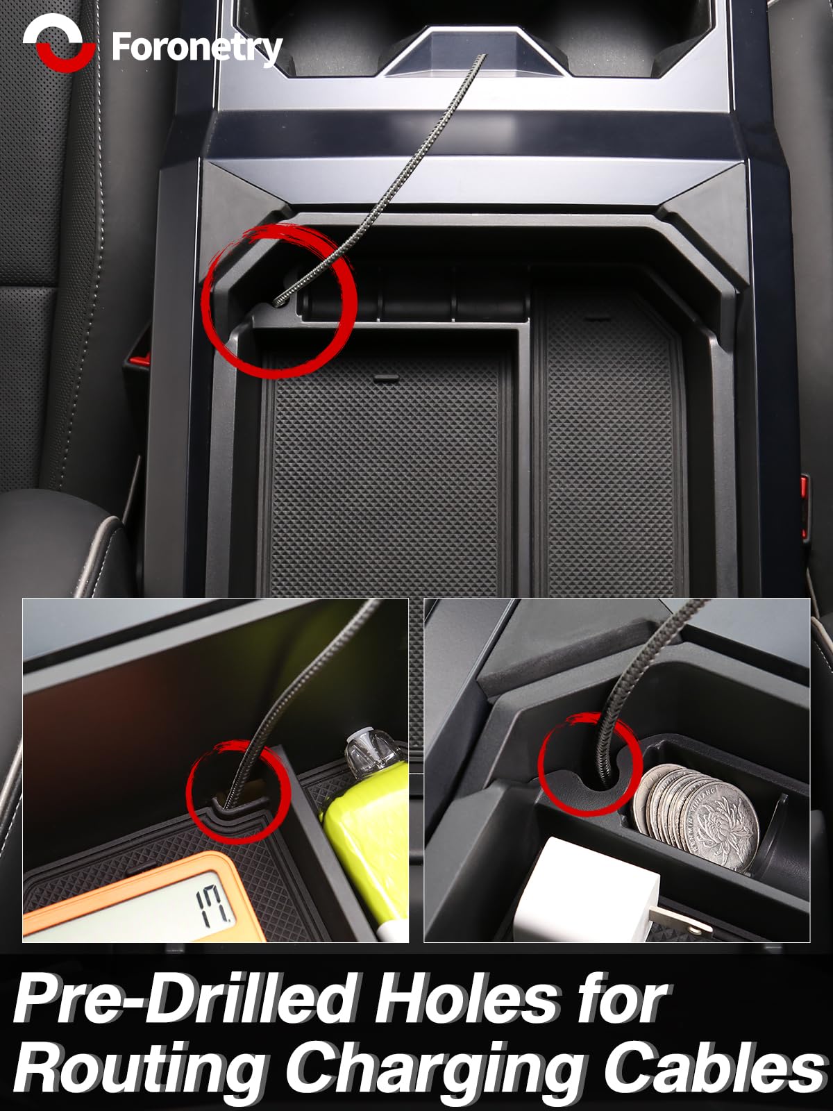 Foronetry side profile installed in Cybertruck illustrating precise fit