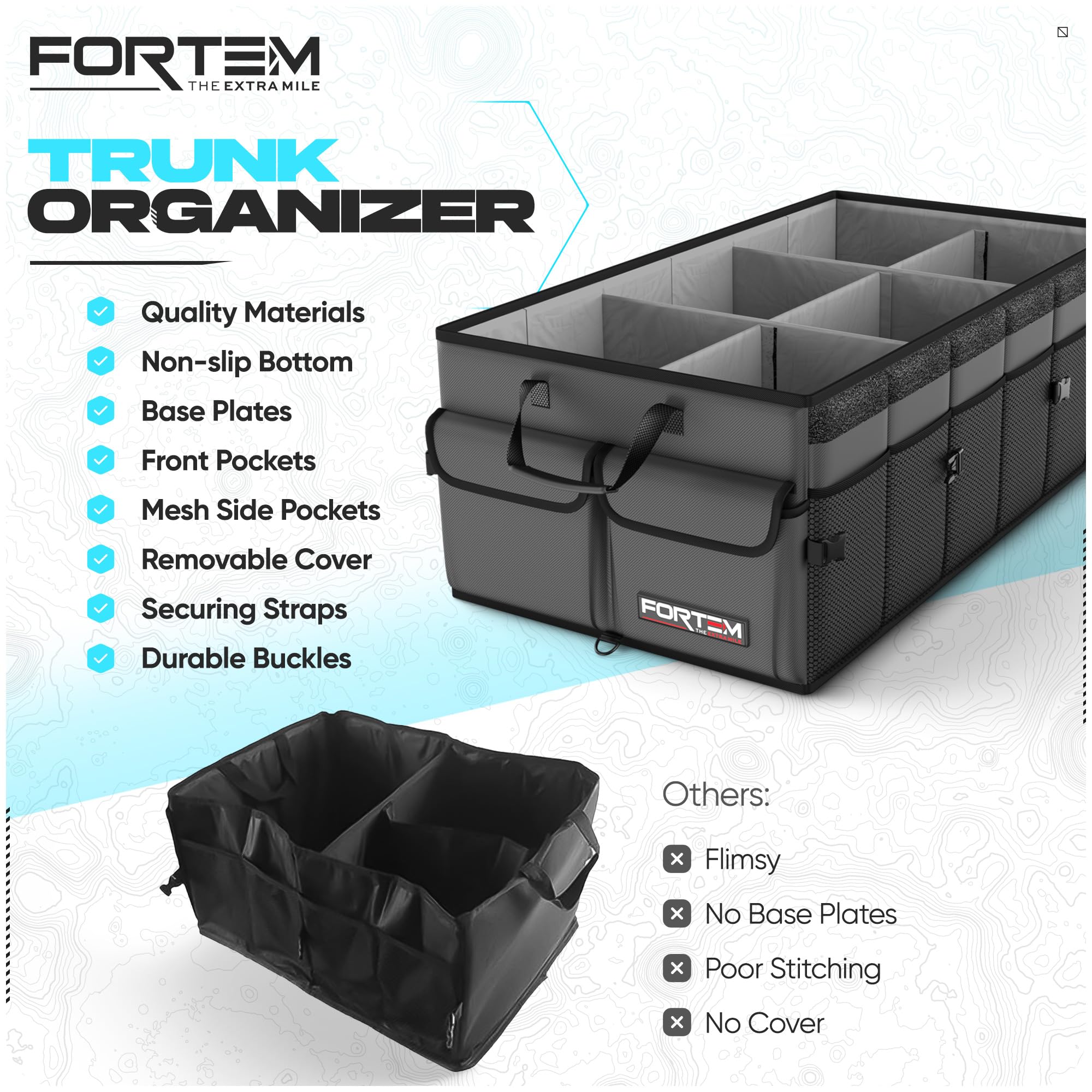 FORTEM two organizers connected with buckles for expandable storage