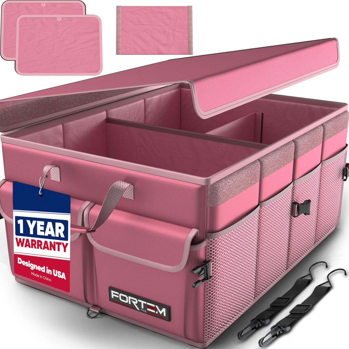 FORTEM front view showing open organizer and compartments for easy loading