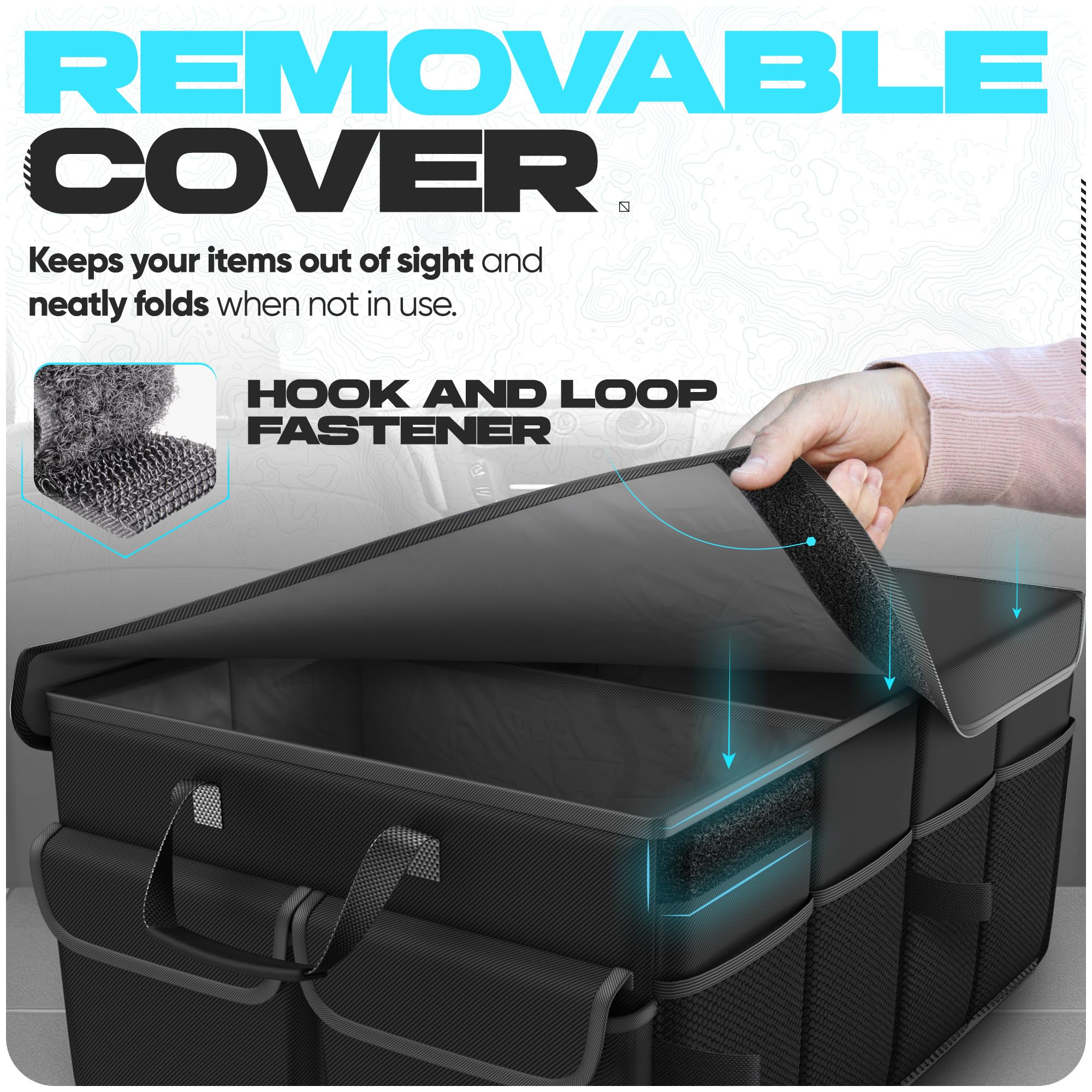 FORTEM inside SUV trunk showing scale and efficient space use