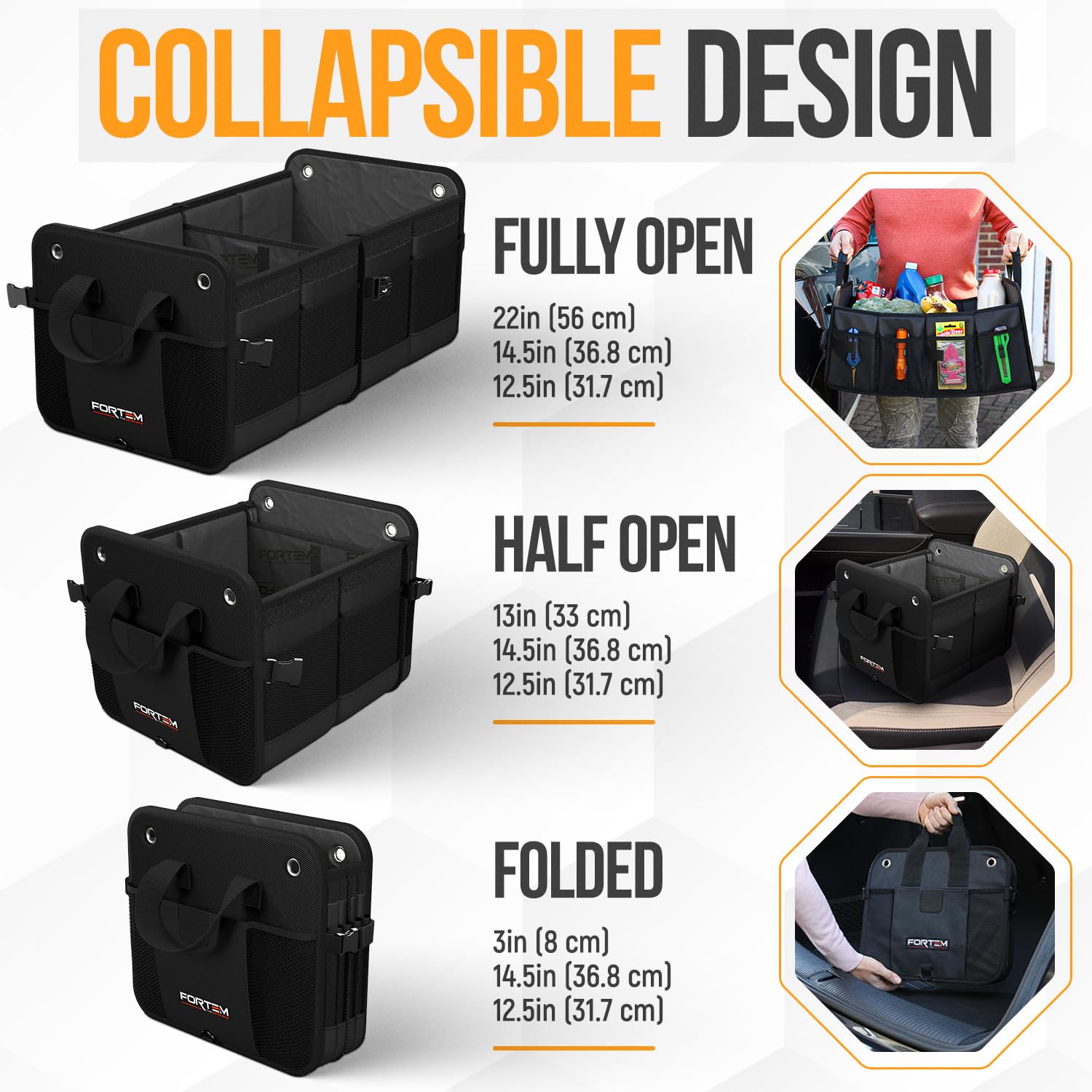 FORTEM removable lid covering contents for privacy and spill protection
