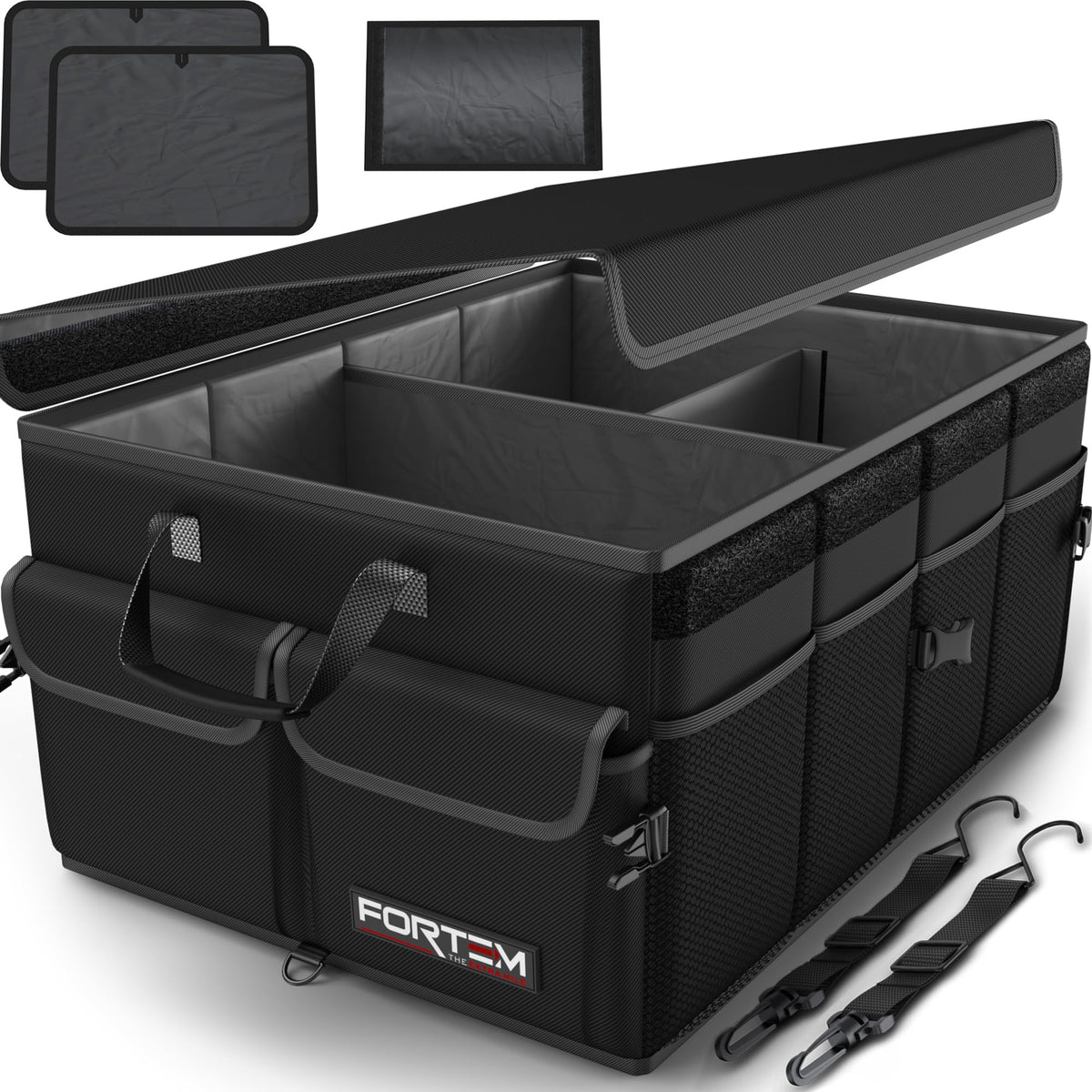 FORTEM front view showing organized trunk storage and quick access benefit