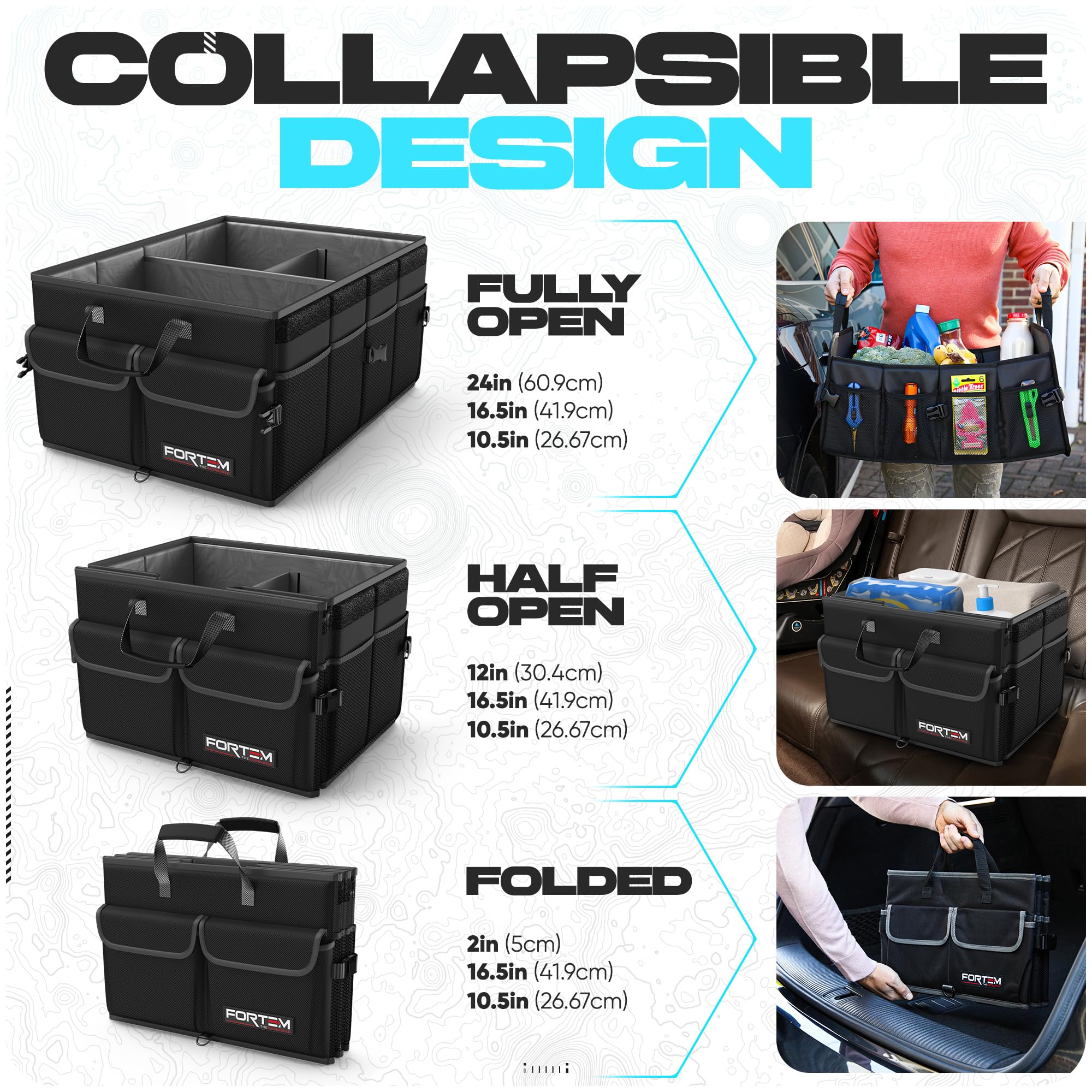 FORTEM handles and removable lid showing easy transport and concealment