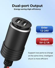 Foruly dual USB ports charging two devices simultaneously on bike