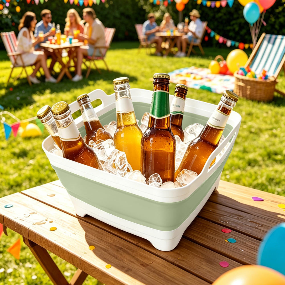 FOSJGO basin as ice bucket lifestyle shot keeping drinks cold and accessible