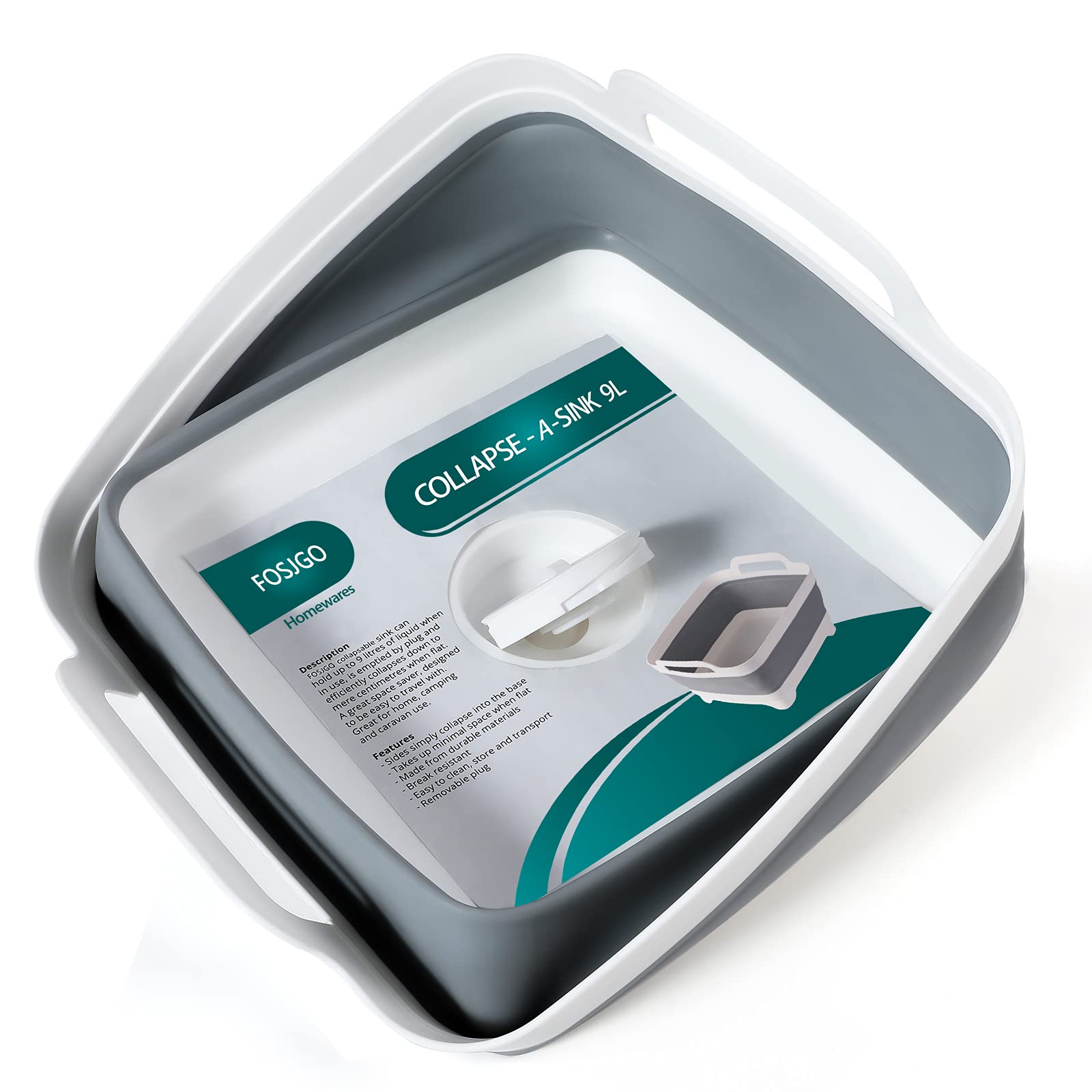 FOSJGO drain plug detail displaying easy-pull drain to empty without lifting the basin