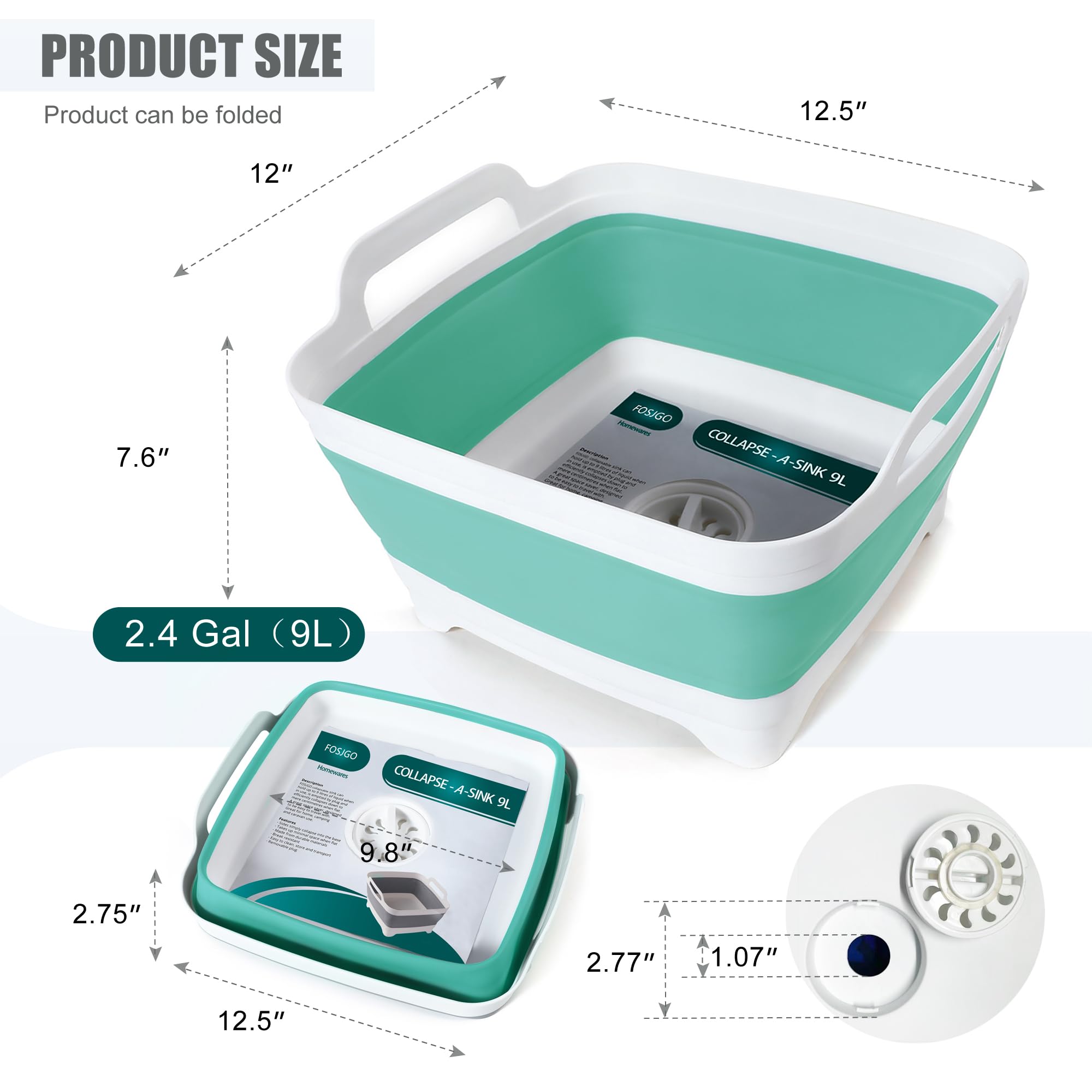 FOSJGO basin folded flat for easy storage and space savings in small areas