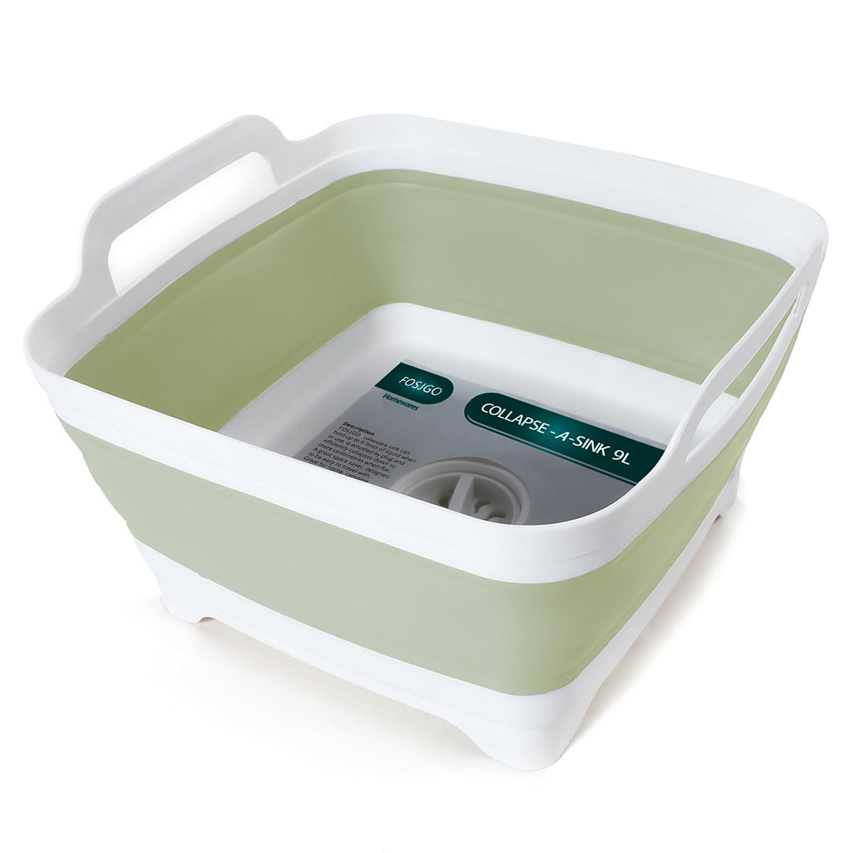 FOSJGO collapsible basin front view showing shape and capacity benefit