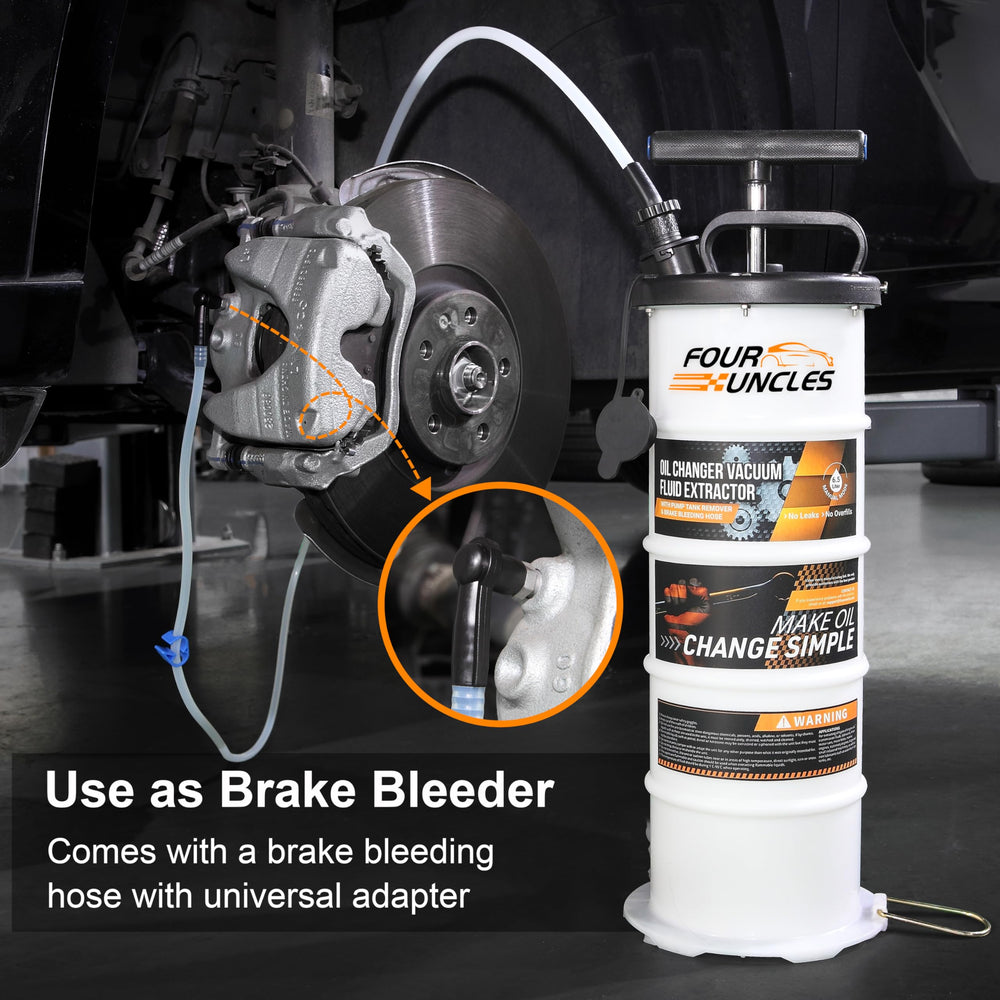 FOUR UNCLES extractor in car with tube through dipstick, no crawl-under convenience