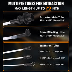 FOUR UNCLES three suction tubes laid out, fit different dipstick openings advantage