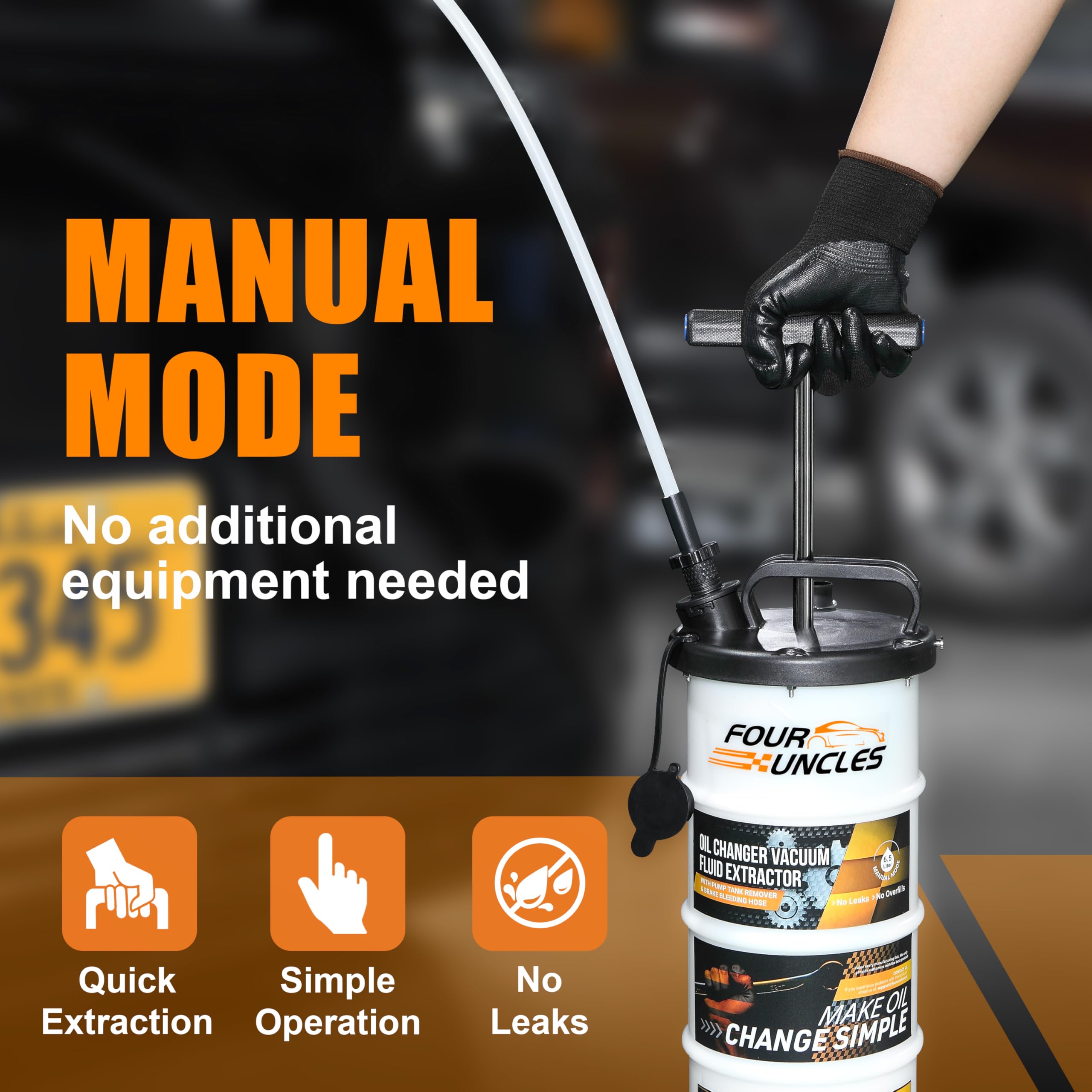 FOUR UNCLES reservoir close-up with capacity markings, simple waste storage benefit
