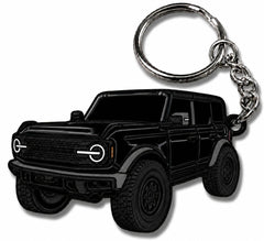 FOUR WHEEL BEAST front view of Bronco keychain showing design and finish benefit
