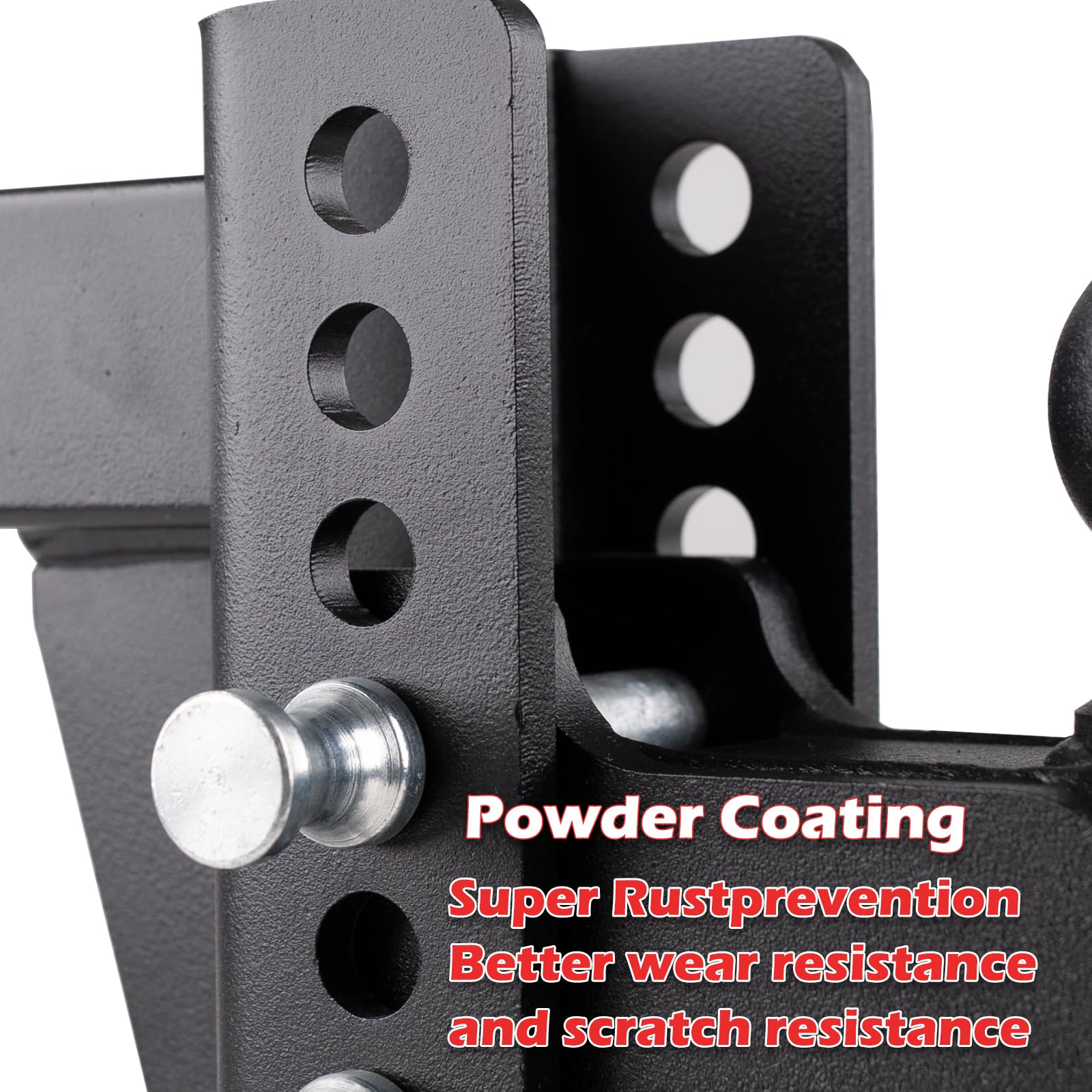 fouwick side profile of adjustable shank demonstrating 6-inch drop and rise range